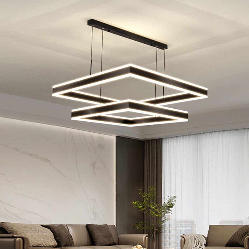 AstraLuxe Modern Square LED Chandelier for Living Room - OpalDwell