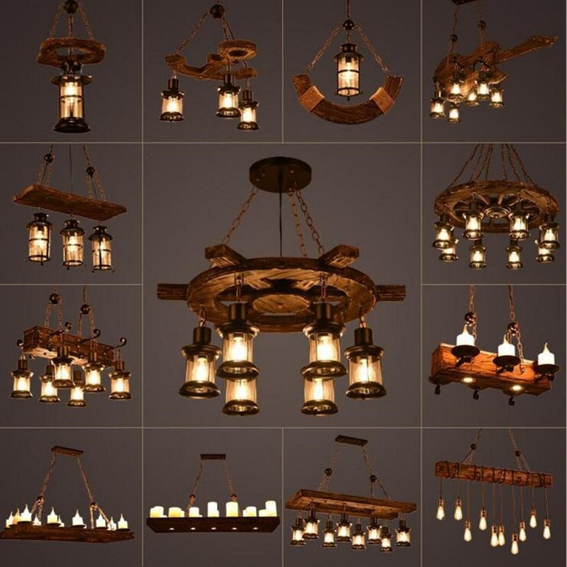 Vintage Industrial Wood LED Ceiling Light | OpalDwell OpalDwell