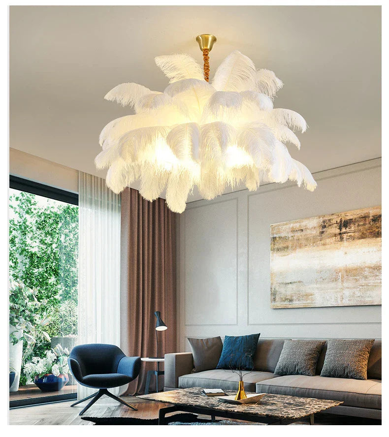AstraFeather Pendant Chandelier Handcrafted Modern Light OpalDwell