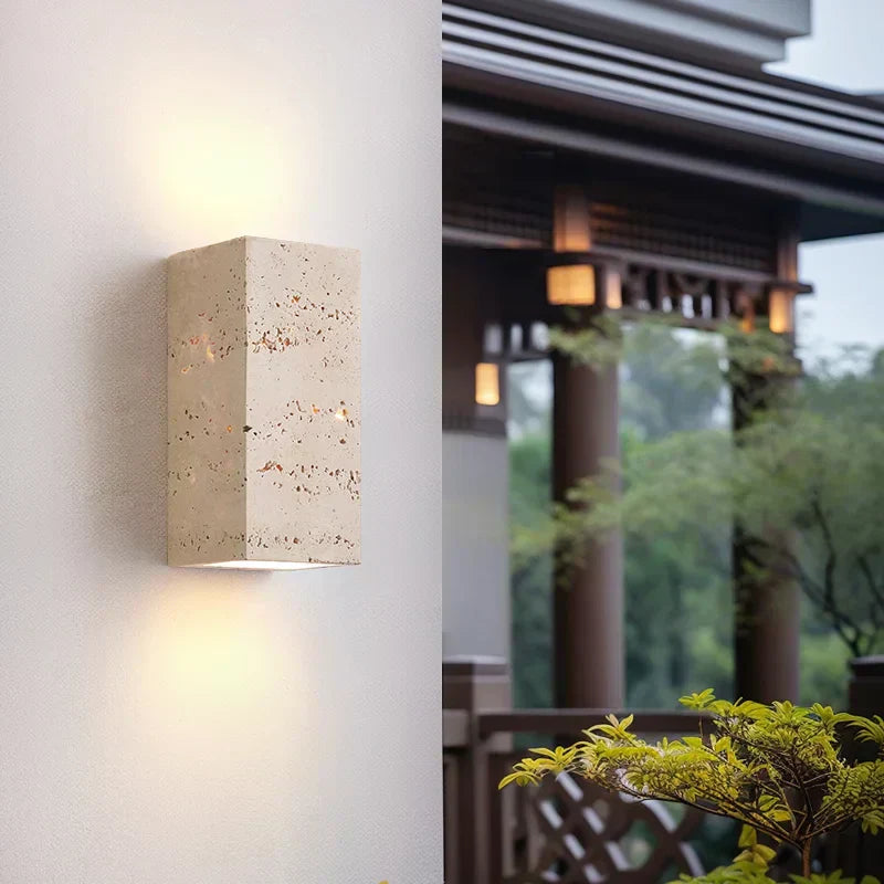 LumaStone Travertine Perforated Wall Sconce LED Lighting - OpalDwell