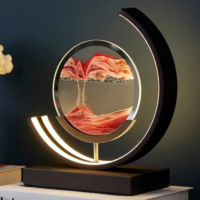 NovaGlow Moon Lamp: Sand & Water Moving Art LED Desk Lamp - OpalDwell