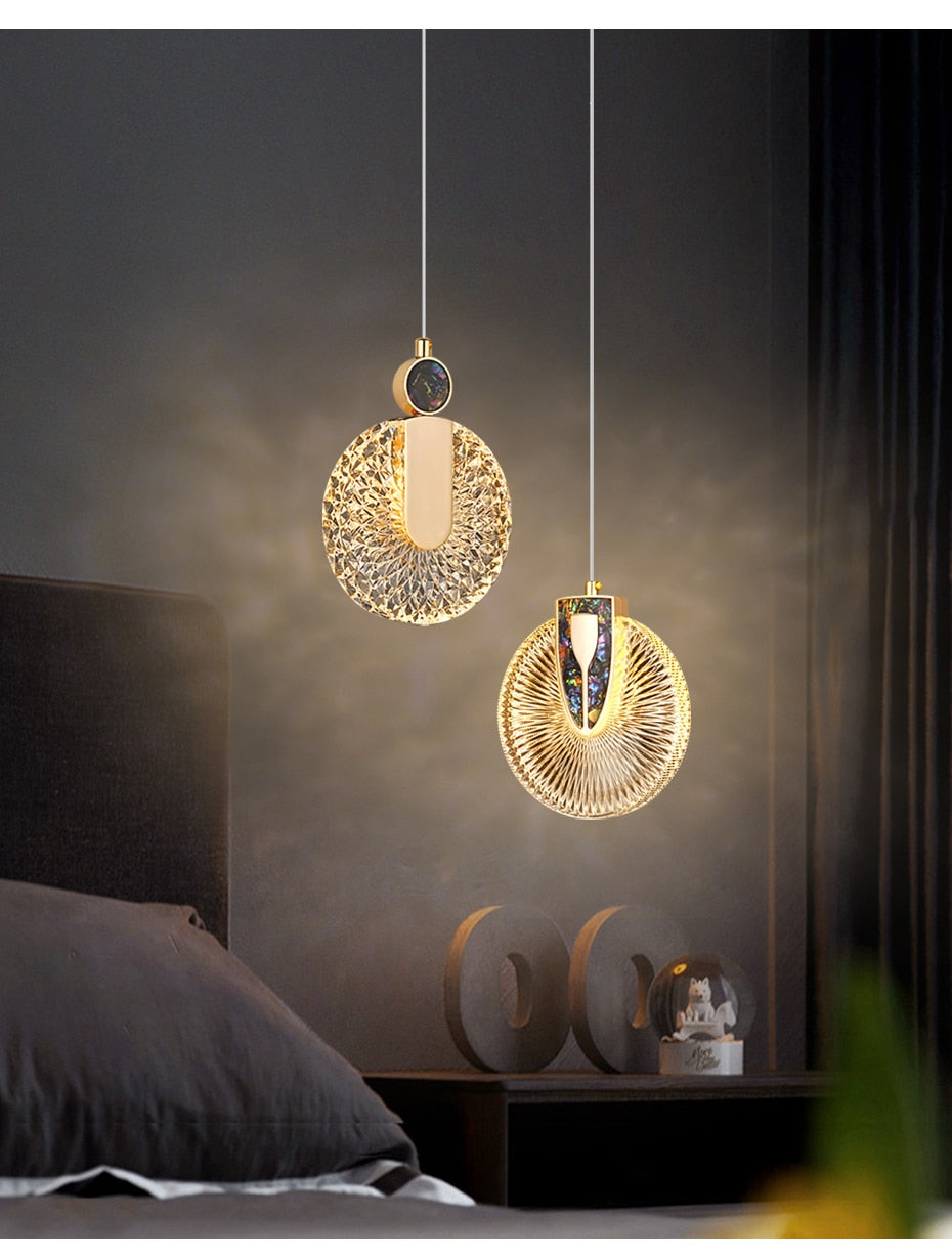 Aurelia Gold LED Crystal Round Pendant Hanging Light - OpalDwell