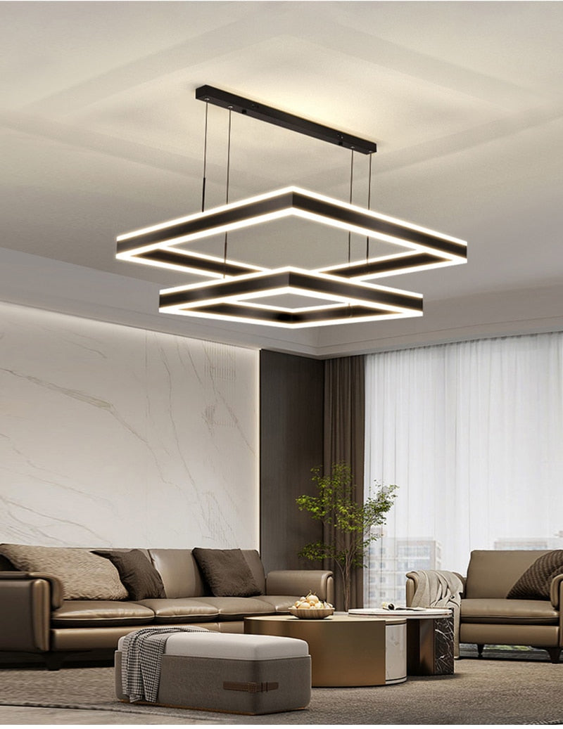 AstraLuxe Modern Square LED Chandelier for Living Room - OpalDwell