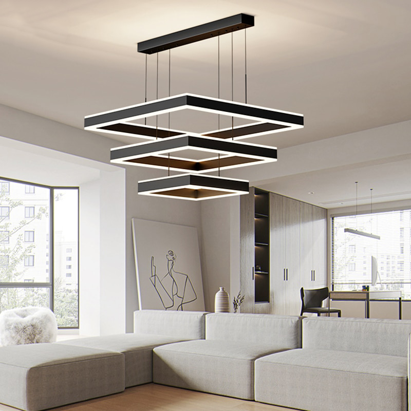 AstraLuxe Modern Square LED Chandelier for Living Room - OpalDwell