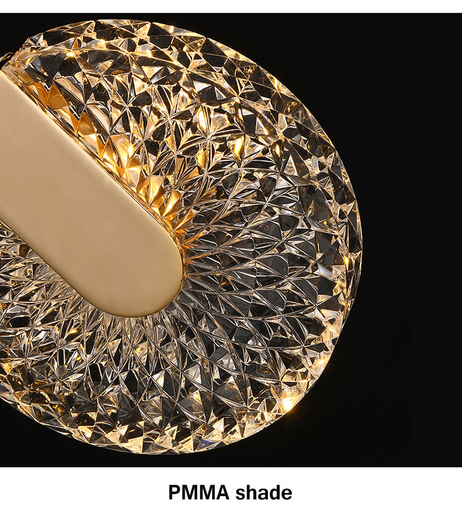 Aurelia Gold LED Crystal Round Pendant Hanging Light - OpalDwell