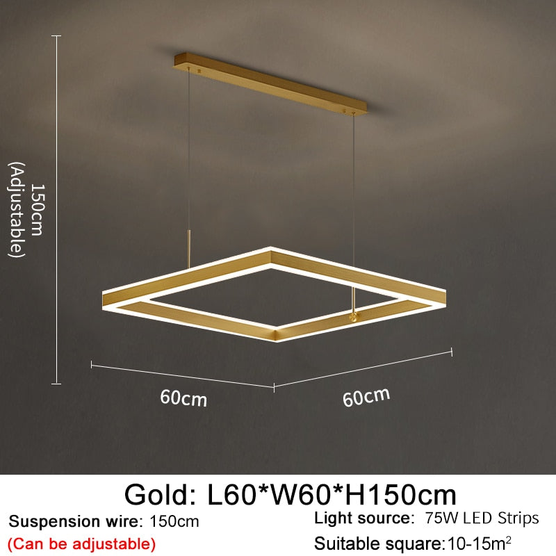 AstraLuxe Modern Square LED Chandelier for Living Room - OpalDwell