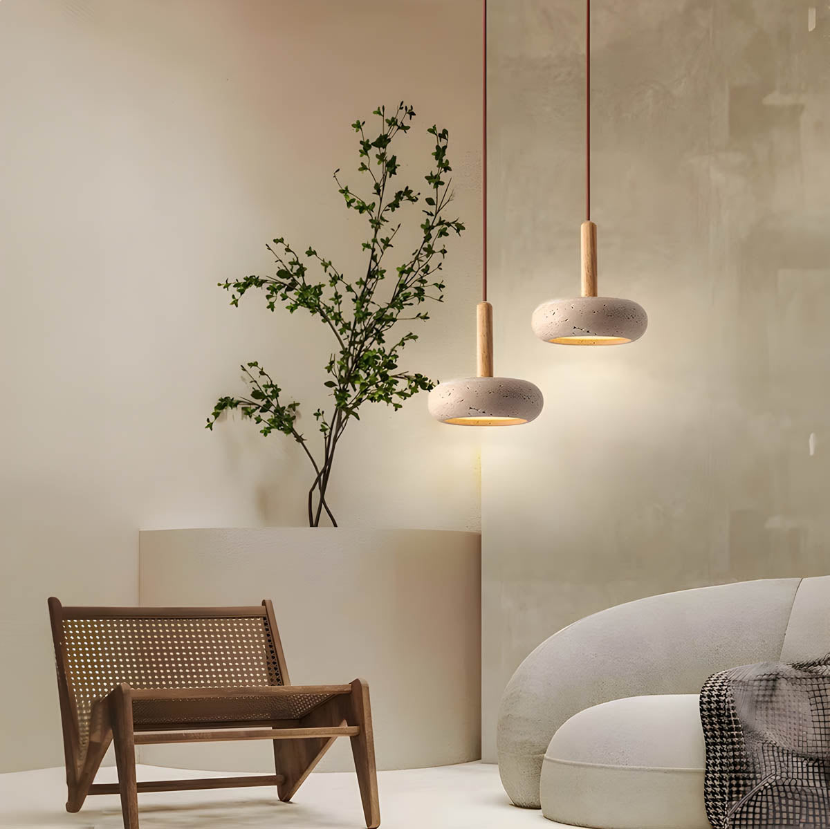 LustreStone Travertine Pendant Lamp for Any Room Warm Glow - OpalDwell