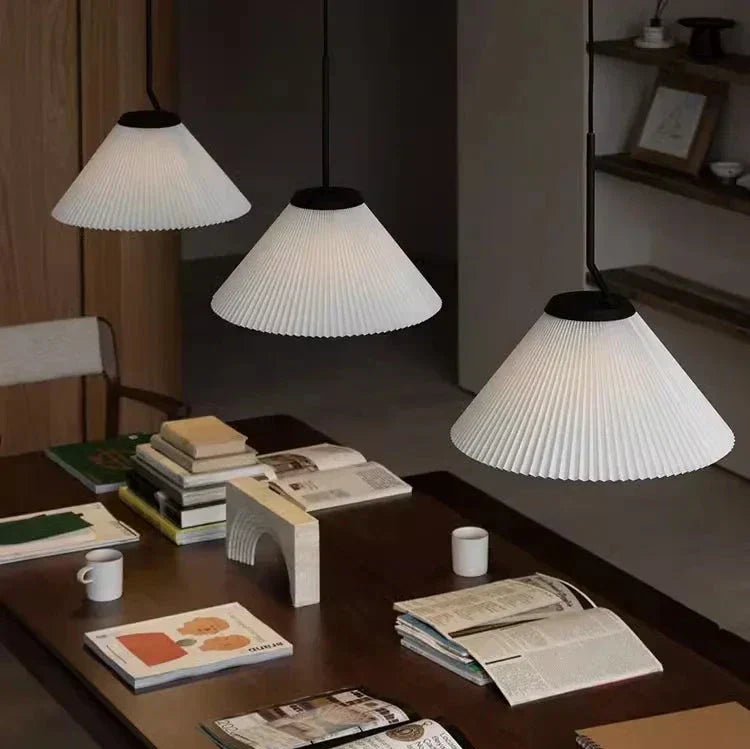Caelara Soft Pleated Ceiling Pendant Light In Cream - OpalDwell