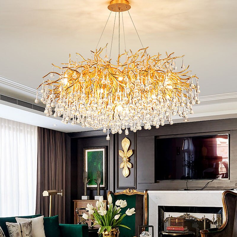 Luminelle Gold Branch Crystal LED Chandelier | OpalDwell - OpalDwell