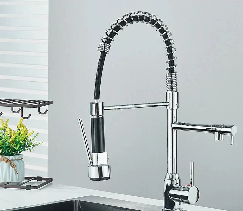 NovaPulse Kitchen Mixer Tap 360° Swivel Brushed Nickel - OpalDwell