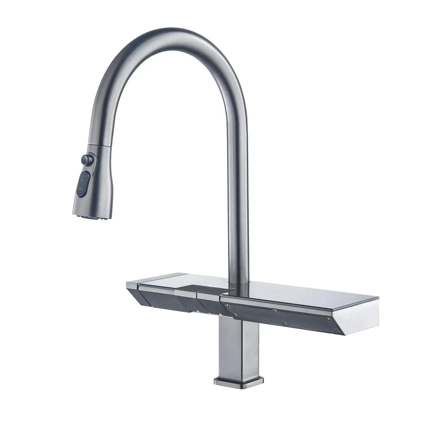 Ravelle Digital Kitchen Faucet in Black and Rose Gold OpalDwell