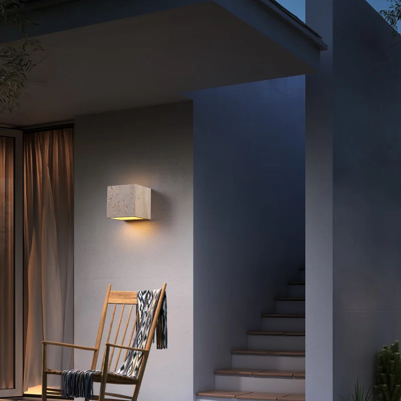 LumaStone Travertine Perforated Wall Sconce LED Lighting - OpalDwell