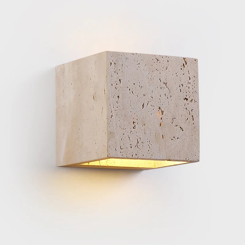 LumaStone Travertine Perforated Wall Sconce LED Lighting - OpalDwell