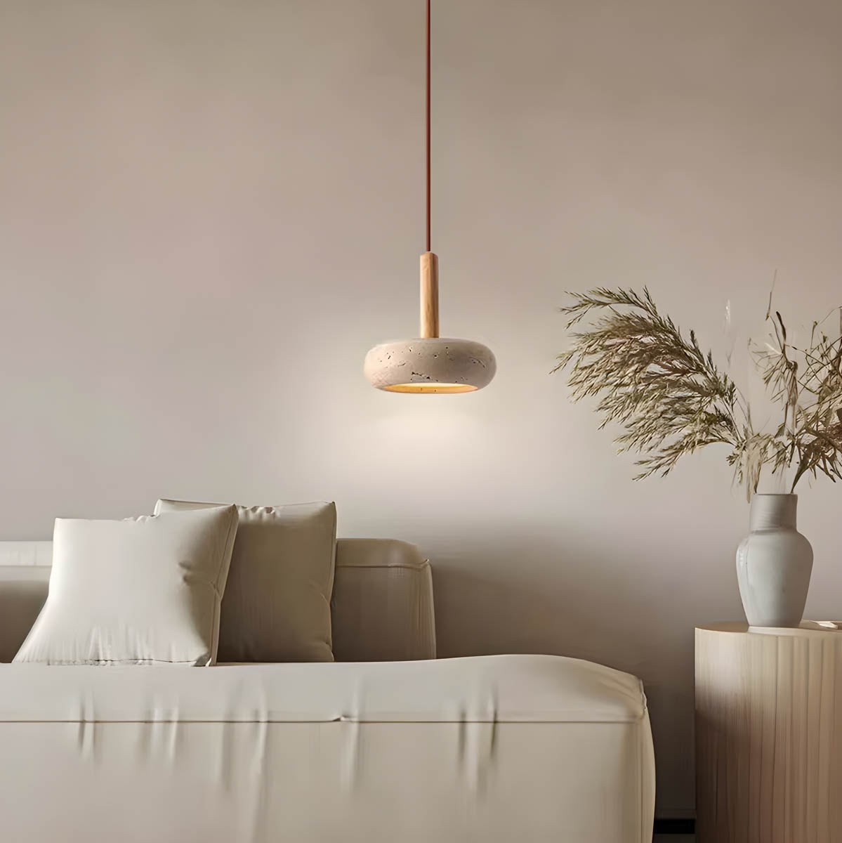 LustreStone Travertine Pendant Lamp for Any Room Warm Glow - OpalDwell