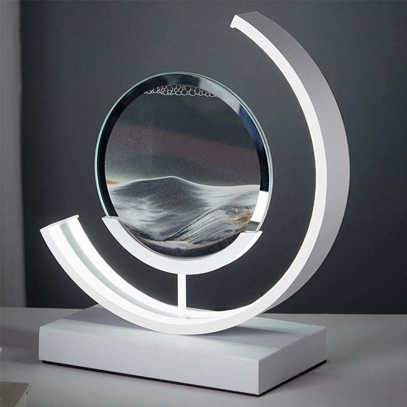 LumenVale Sandscape Table Lamp With Moving Sand Patterns For Relaxation Spaces - OpalDwell