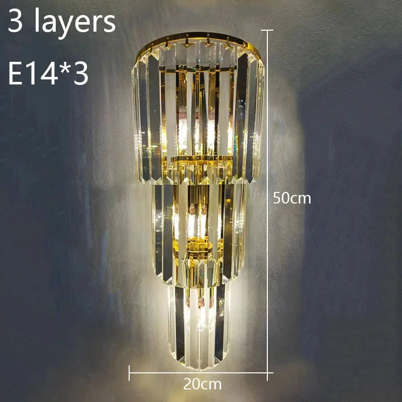 Lunara Crystal Pillar Wall Lamp With Elegant Glow Accent - OpalDwell