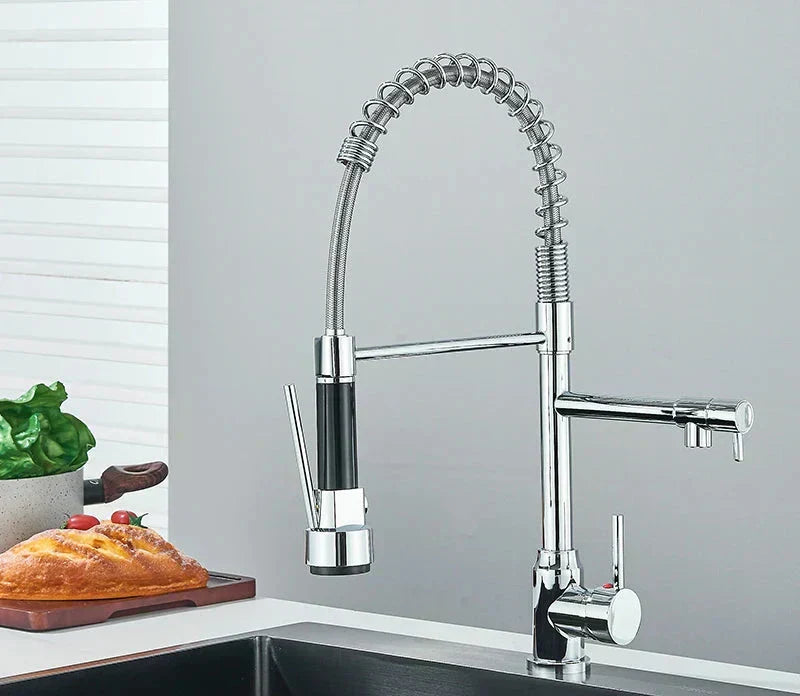 NovaPulse Kitchen Mixer Tap 360° Swivel Brushed Nickel - OpalDwell