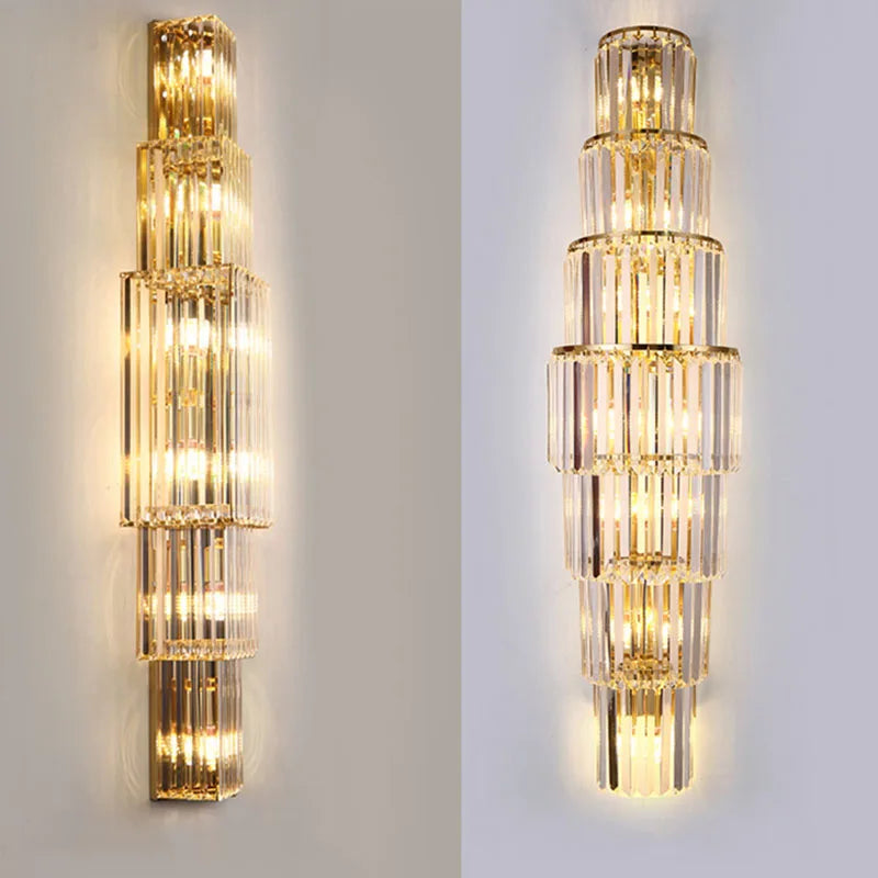 Lunara Crystal Pillar Wall Lamp With Elegant Glow Accent - OpalDwell