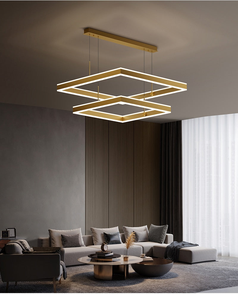 AstraLuxe Modern Square LED Chandelier for Living Room - OpalDwell