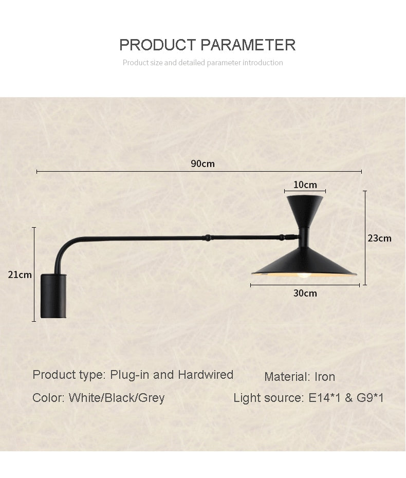 NovaSwing Wall Lamp Plug In Swing Arm for Bedroom Decor - OpalDwell
