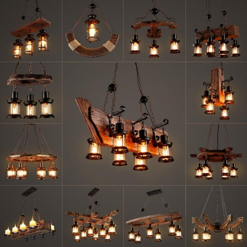 Vintage Industrial Wood LED Ceiling Light | OpalDwell OpalDwell