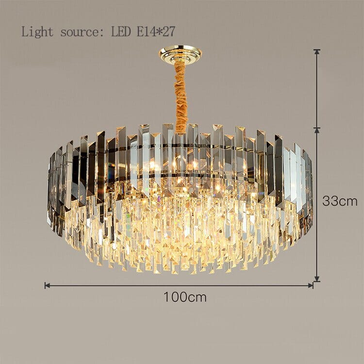 Liora Round LED Lamp With Golden Crystal - OpalDwell