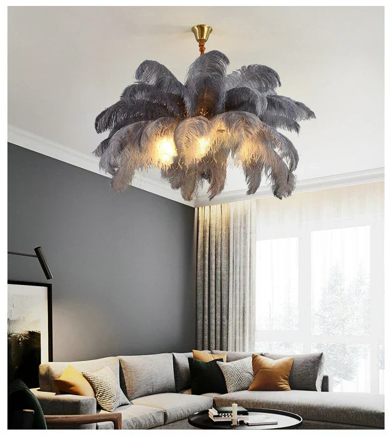 AstraFeather Pendant Chandelier Handcrafted Modern Light OpalDwell