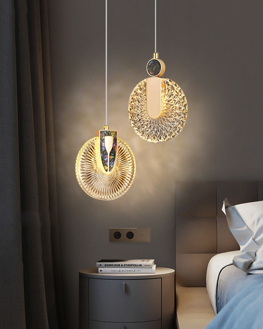 Aurelia Gold LED Crystal Round Pendant Hanging Light - OpalDwell