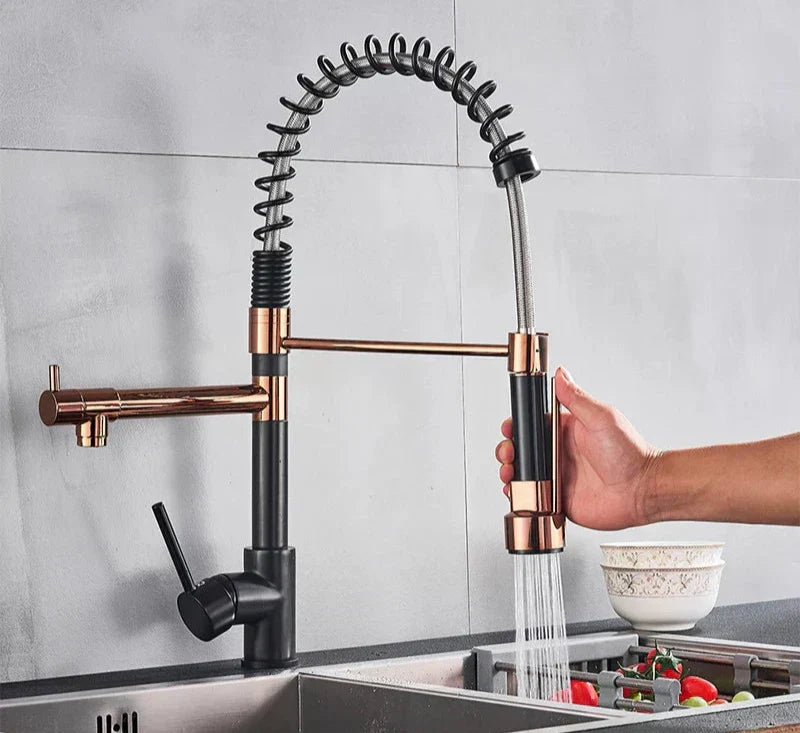 NovaFlow Dual-Spout Pull-Out Kitchen Faucet Two-Tone Finish OpalDwell