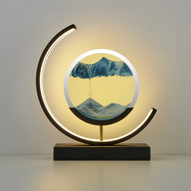 LumaAura Moon Lamp With Sand And Water Art LED Desk Light - OpalDwell