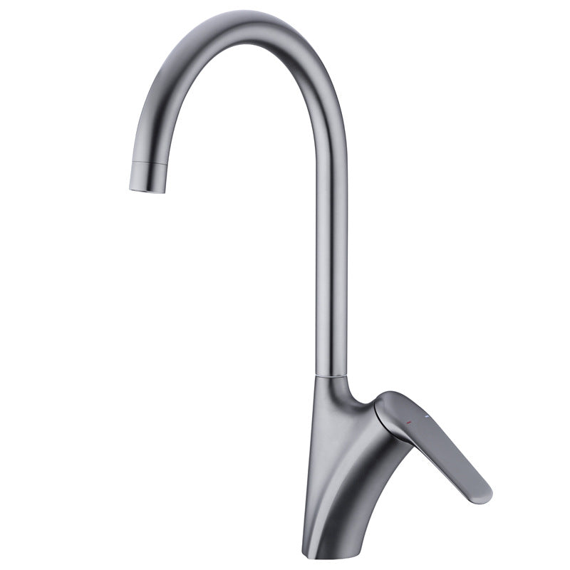 Brushed Deck-Mounted Kitchen Mixer Tap With Swivel Spout | OpalDwell - OpalDwell