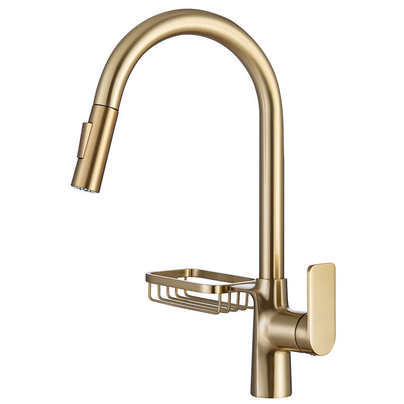 Single-Lever Kitchen Faucet With Pull-Down Sprayer, Hot And Cold | OpalDwell OpalDwell