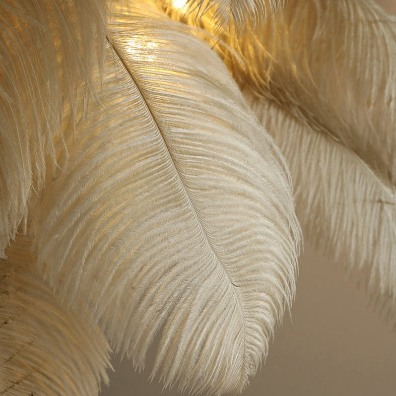 AstraLoom Ostrich Feather LED Floor Lamp with Adjustable Height and Soft Glow OpalDwell