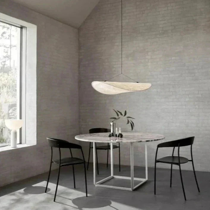 Lyra LED Pendant Light With Chip Pattern And Knit Tyvek Shade - OpalDwell