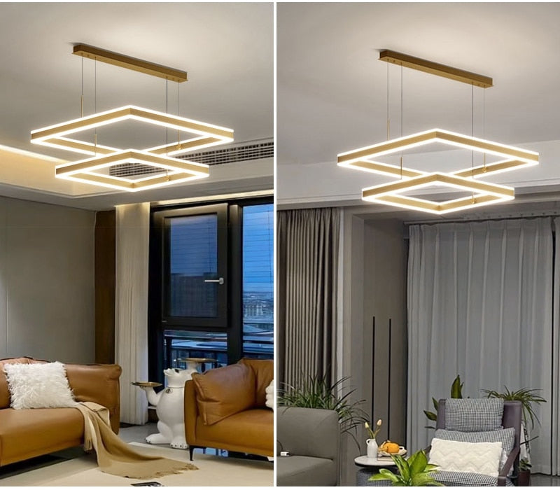 AstraLuxe Modern Square LED Chandelier for Living Room - OpalDwell