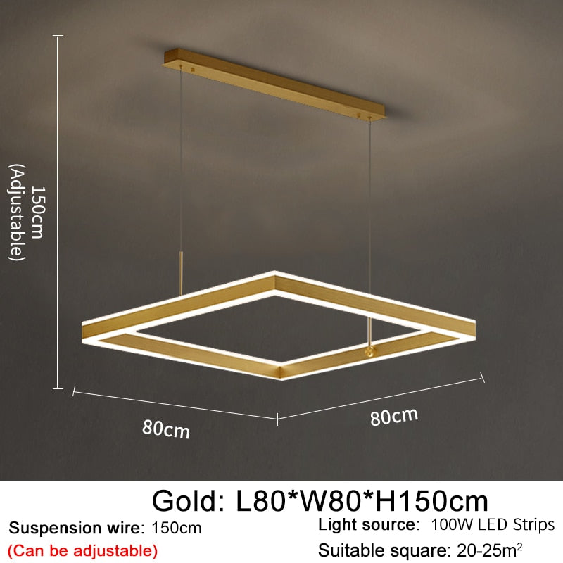 AstraLuxe Modern Square LED Chandelier for Living Room - OpalDwell