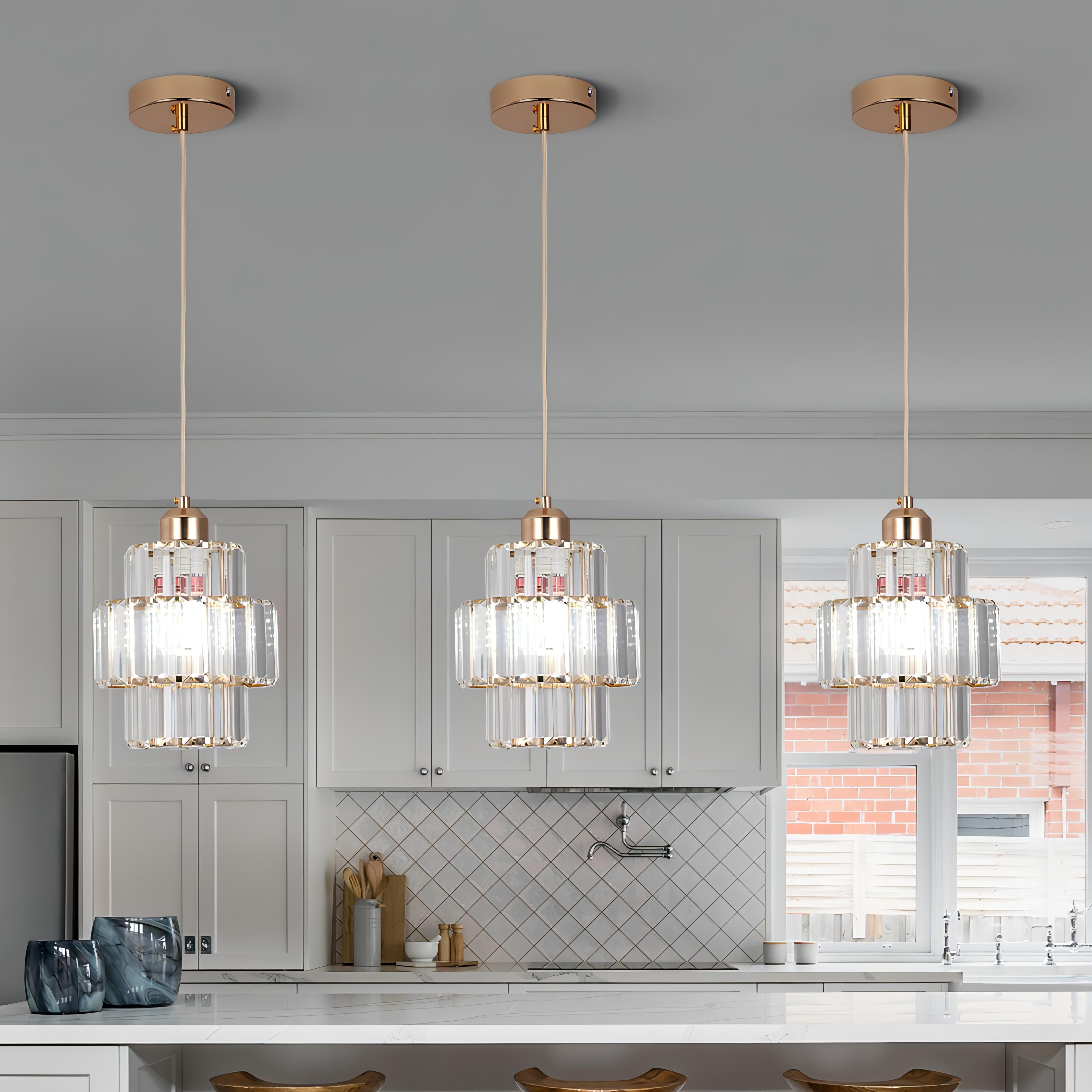 Aurelia Striated Crystal Ceiling Light With Elegant Cord - OpalDwell