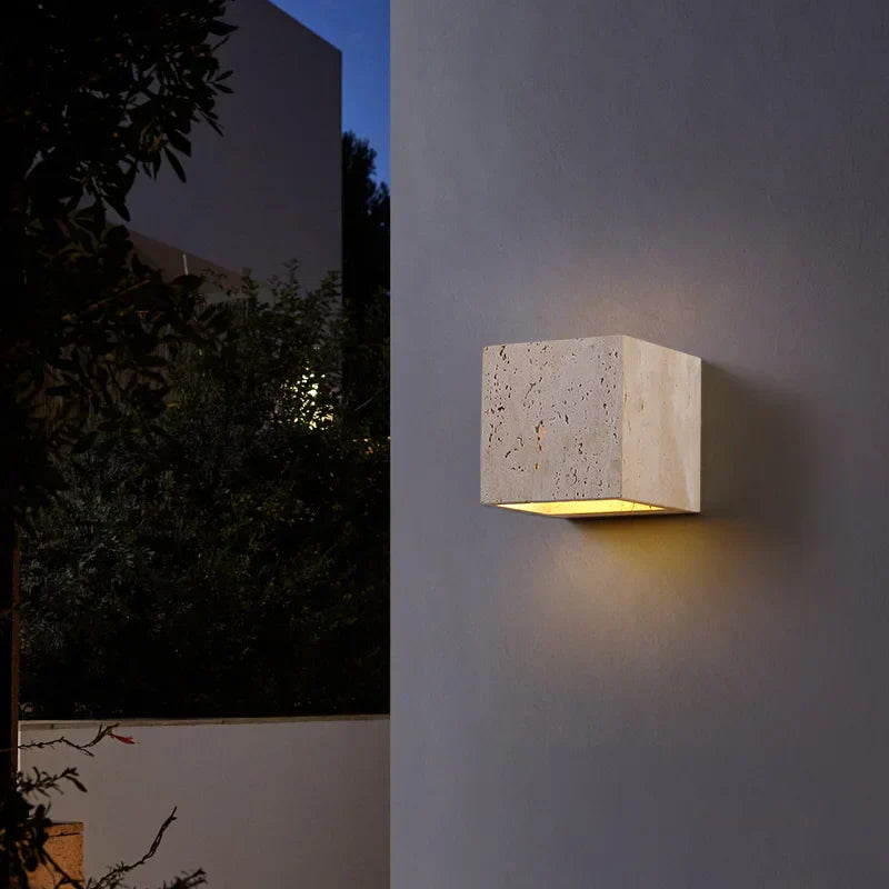 LumaStone Travertine Perforated Wall Sconce LED Lighting - OpalDwell