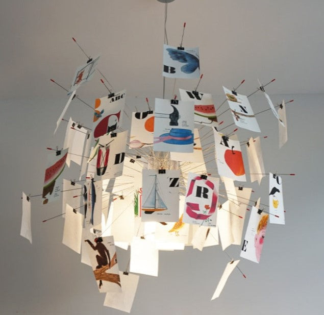 LumaCraft DIY Chandelier Personalizable Lighting Fixture | Ingo Maurer Zettel OpalDwell