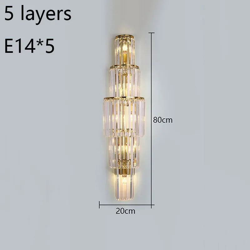 Lunara Crystal Pillar Wall Lamp With Elegant Glow Accent - OpalDwell
