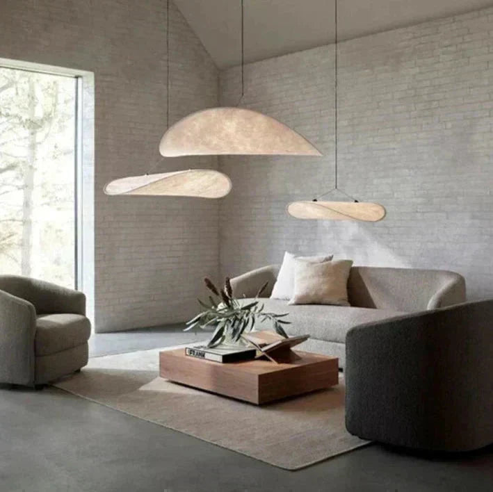 Lyra LED Pendant Light With Chip Pattern And Knit Tyvek Shade - OpalDwell