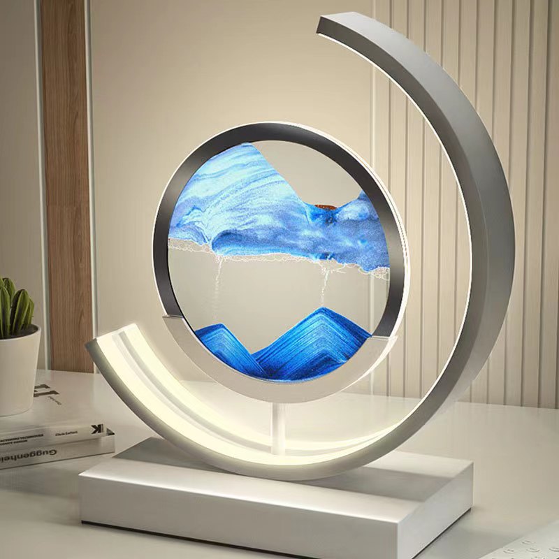 LumenVale Sandscape Table Lamp With Moving Sand Patterns For Relaxation Spaces - OpalDwell