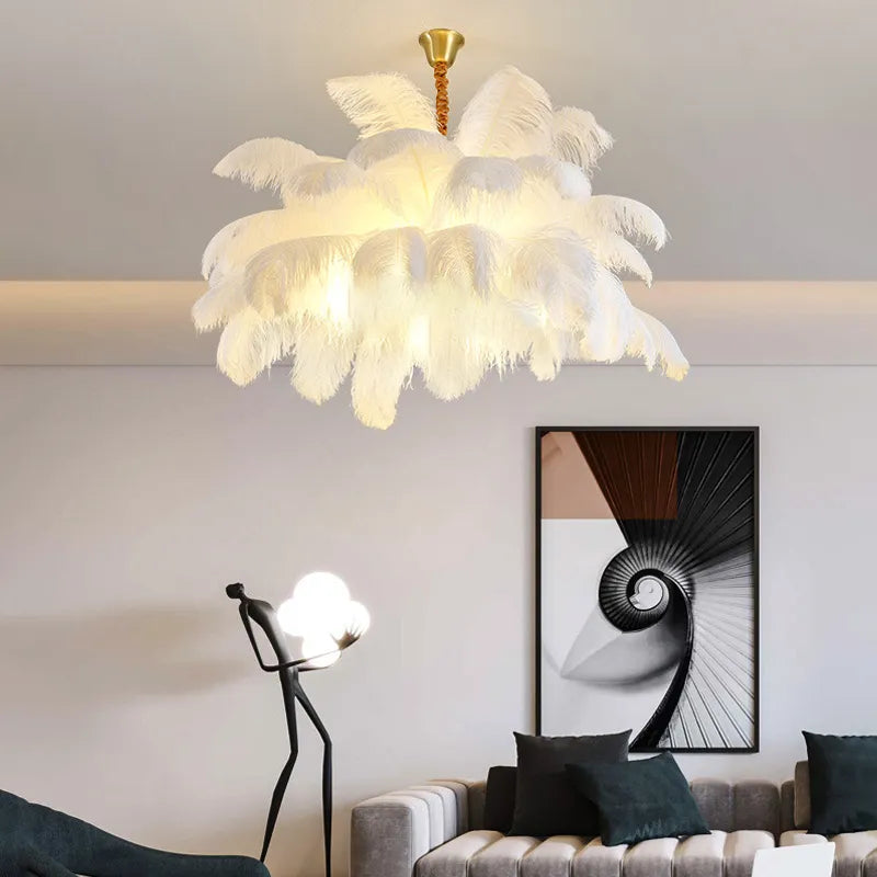 AstraFeather Pendant Chandelier Handcrafted Modern Light OpalDwell