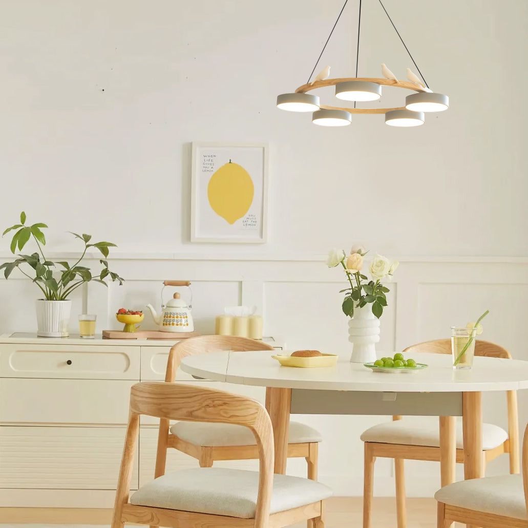 AeroNest Bird Round Chandelier | Multi-Material Fusion - OpalDwell