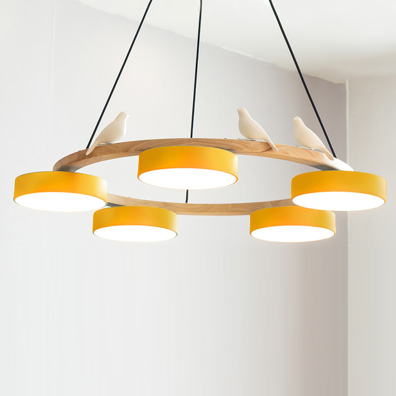 AeroNest Bird Round Chandelier | Multi-Material Fusion - OpalDwell