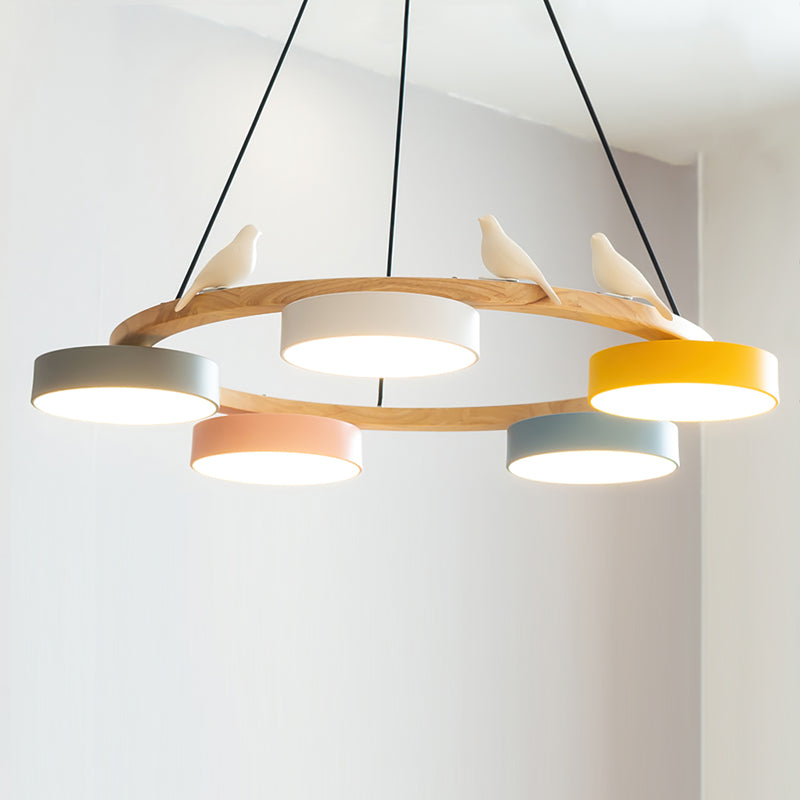 AeroNest Bird Round Chandelier | Multi-Material Fusion - OpalDwell
