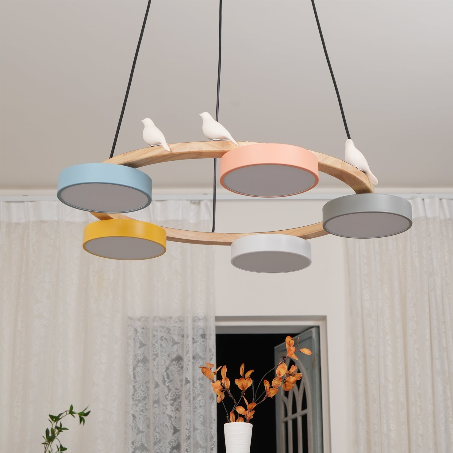 AeroNest Bird Round Chandelier | Multi-Material Fusion - OpalDwell