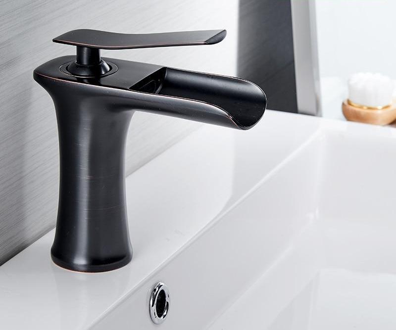 Brass Chrome Waterfall Basin Faucet With Dual Pipes OpalDwell