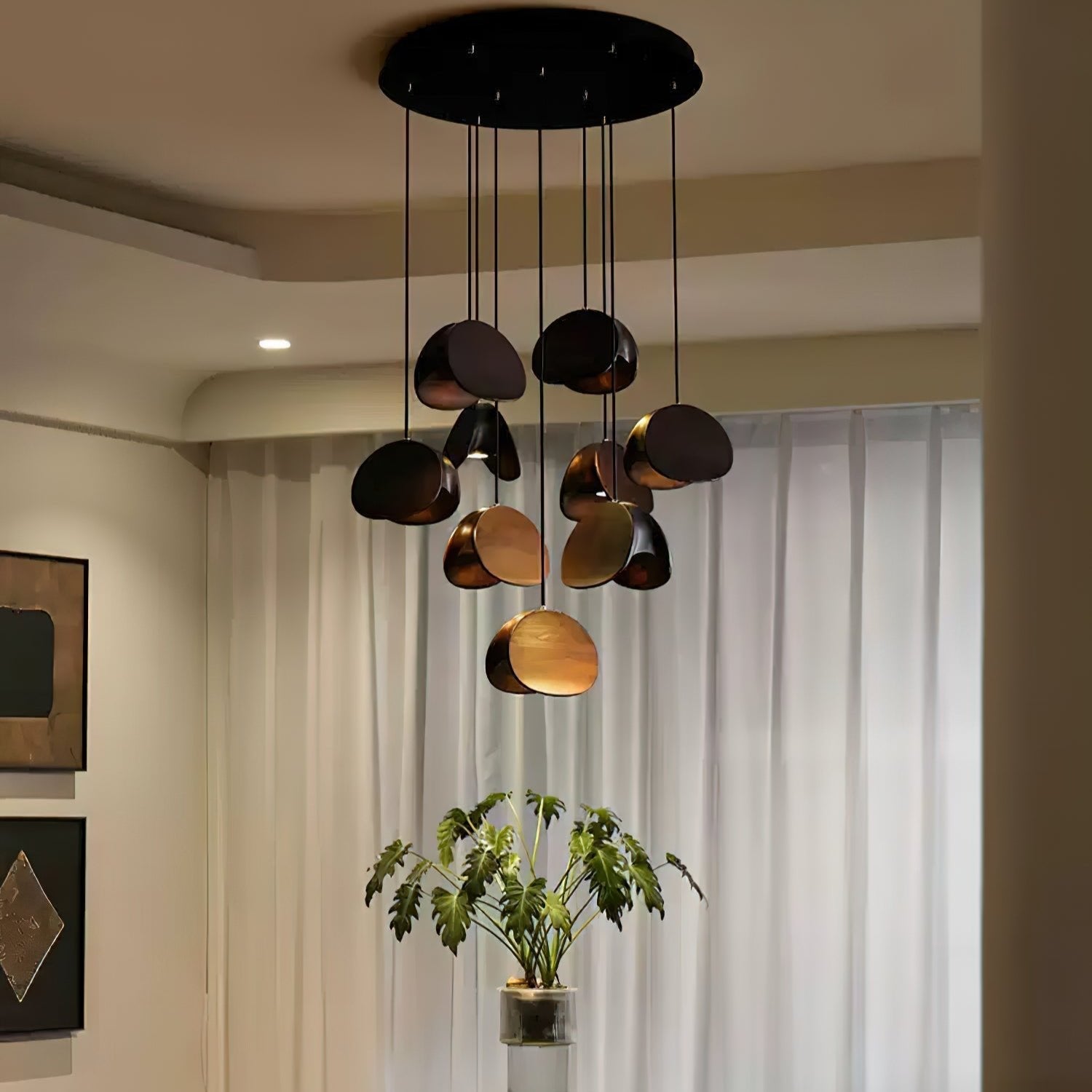SylvaLeaf Pendant Light Natural Wood Round Leaf Shade - OpalDwell