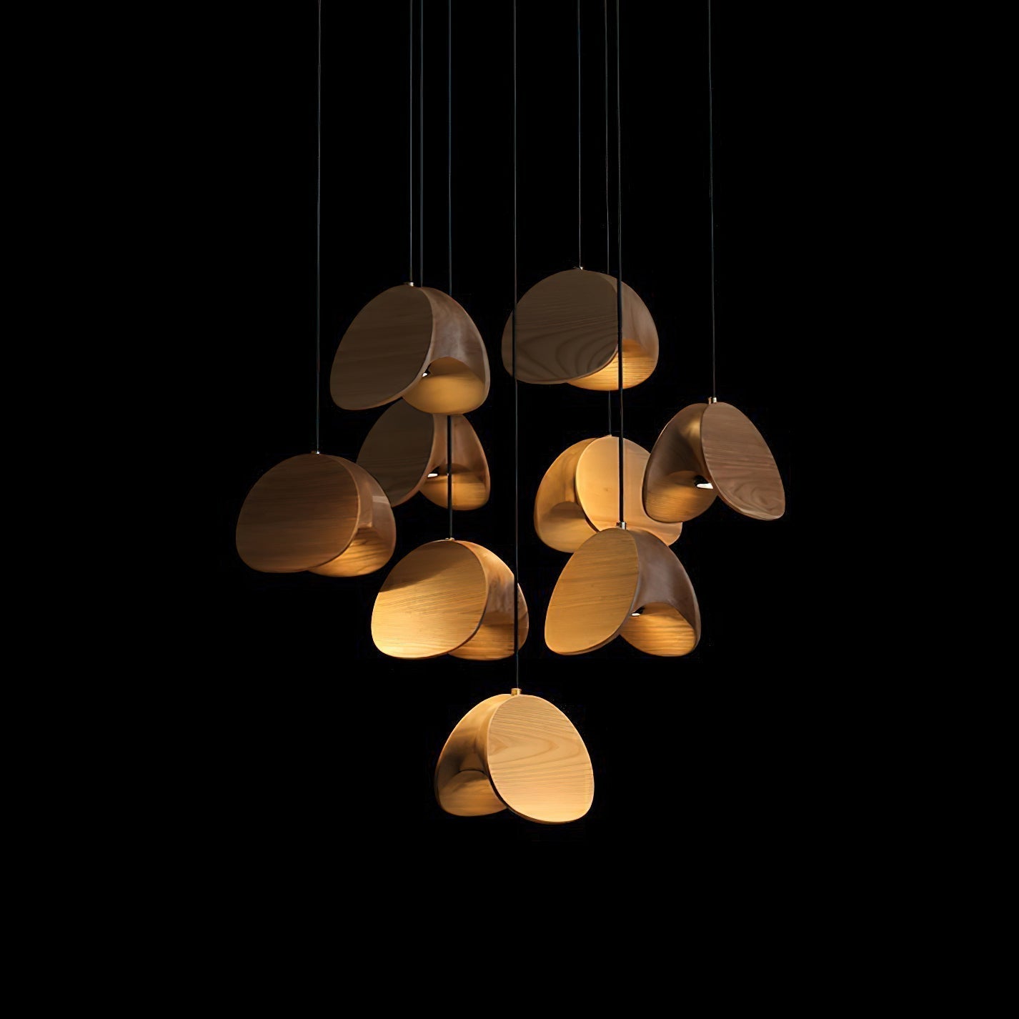 SylvaLeaf Pendant Light Natural Wood Round Leaf Shade - OpalDwell